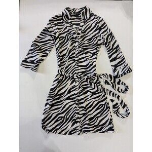 INC Black White Zebra Dress Stripe Rhinestone Button International Concepts Med